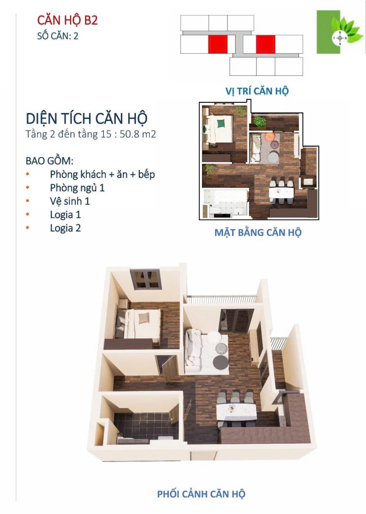 Căn hộ 1 phòng ngủ B2 chung cư xã hội west sky