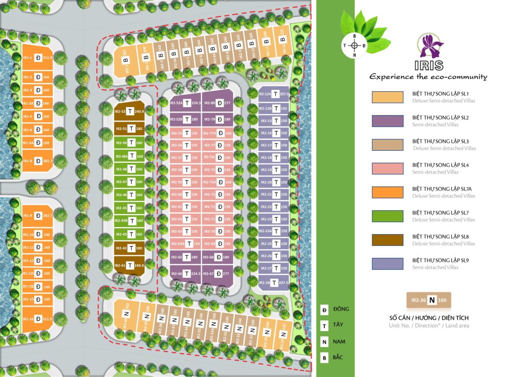 Mặt bằng phân lô khu Iris dự án Eco Garden Huế