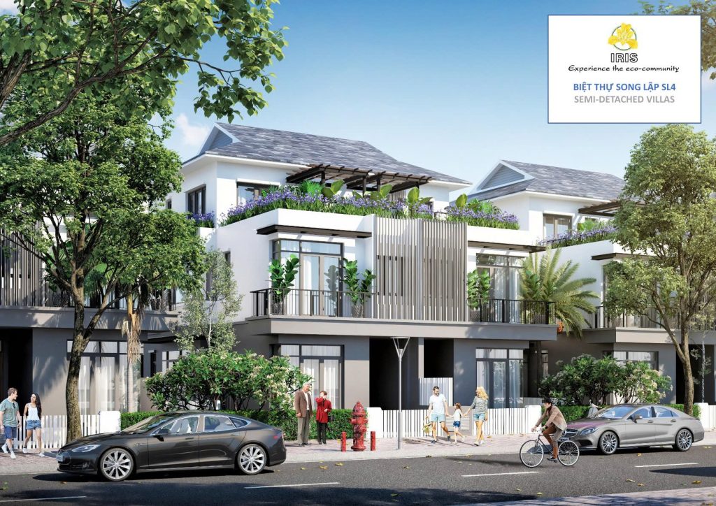Phối cảnh Biệt thự song lập 150m2 khu iris dự án Eco Garden Huế
