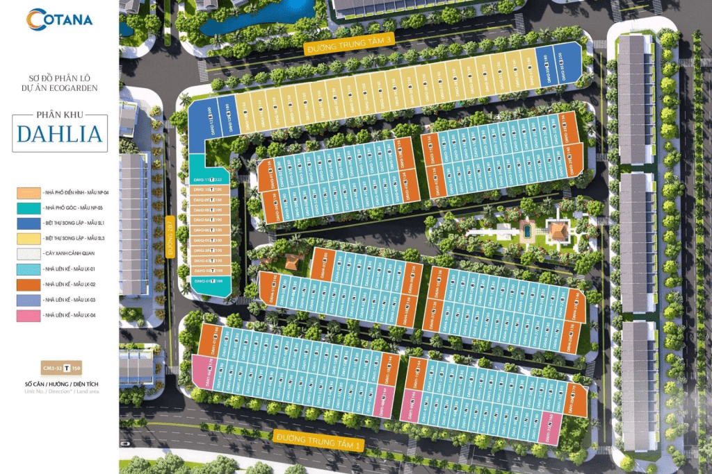 Eco Garden Huế Mặt bằng phân lô phân khu Dahlia