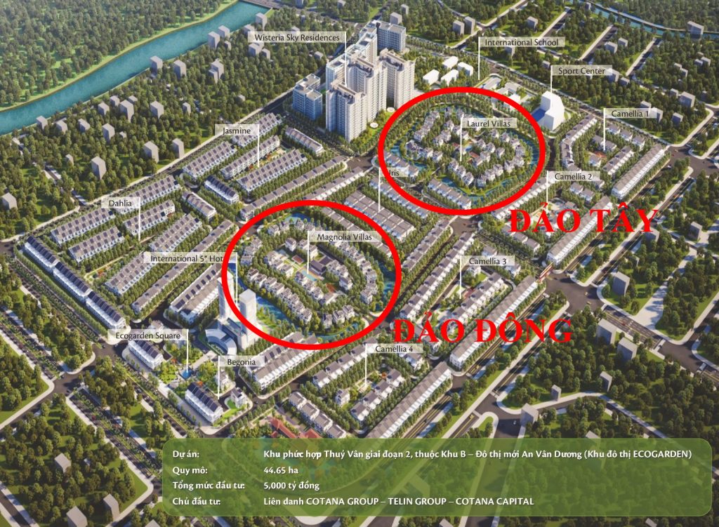 Đảo đông và đảo tây biệt thự đảo eco garden huế